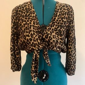 Faithfull the Brand Leopard tie waist crop top S